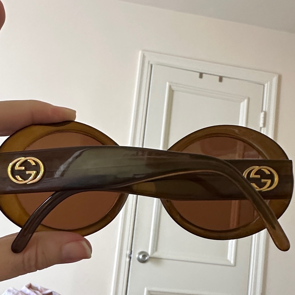 Vintage 1960s Gucci Jackie O Style Tortoise Shell Sunglasses with Gold Logo